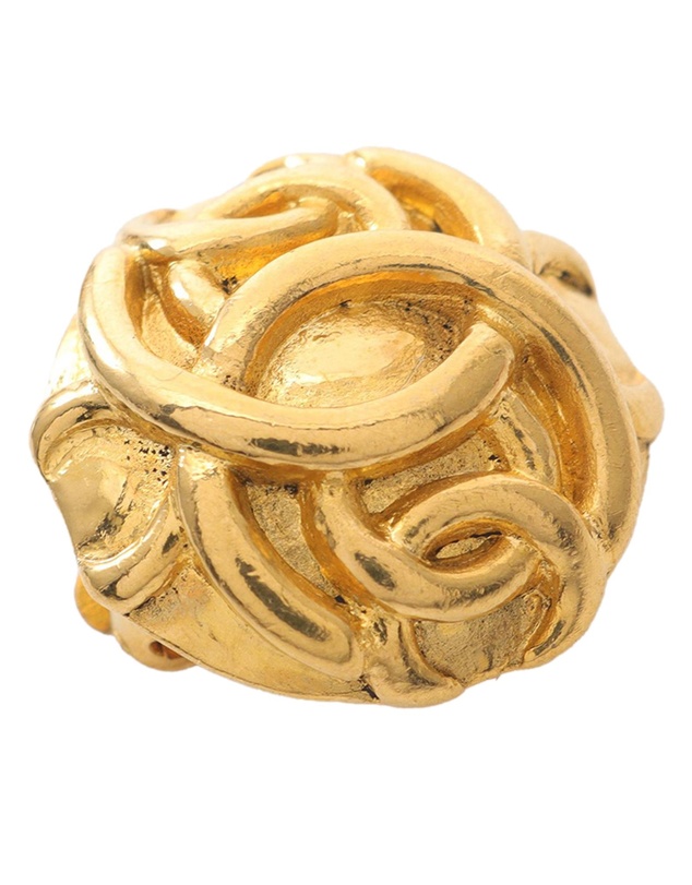 Pre-Loved by Azura Reborn - Pre-Loved Gold Plated Overlapping CC Round Clip On Earrings