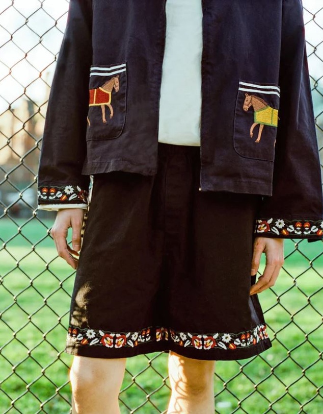 Found - Embroidery Twill Floral Shorts