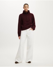 Cotton On - Luxe Funnel Zip Pullover