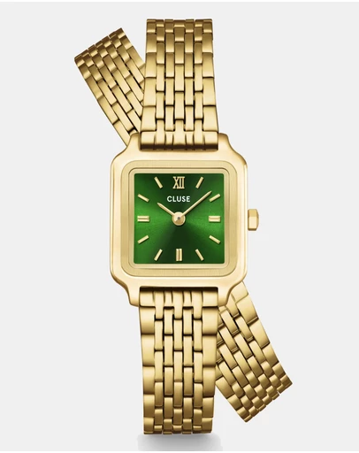 Cluse - Gracieuse Mini Watch Double Steel, Forest Green, Gold Colour