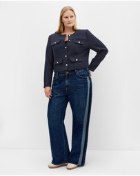 City Chic - Plus size Krystal Boucle Jacket - navy