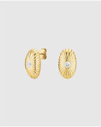 Rosefield - Bold Solitary Gold Texture Studs and Necklace Set