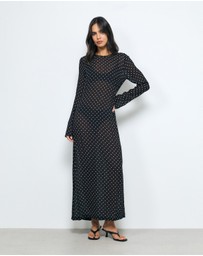 AERE - Cora Polka Dot Long Sleeve Dress