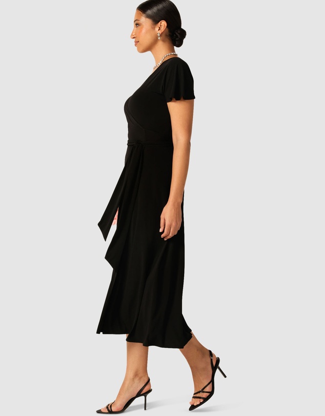 SACHA DRAKE - Flute Sleeve Reverse Wrap Dress
