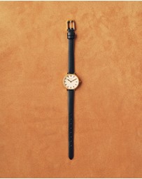 Breda - Beverly Gold and Black Leather Band Watch, 25MM
