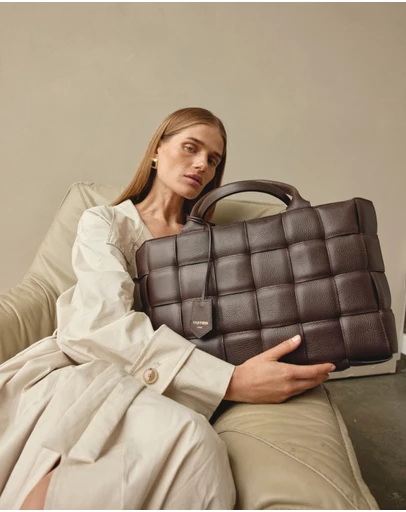 VESTIRSI - Margot XL Dark Chocolate Woven Tote