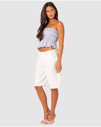 EDIKTED - Low Rise Bermuda Denim Carpenter Shorts