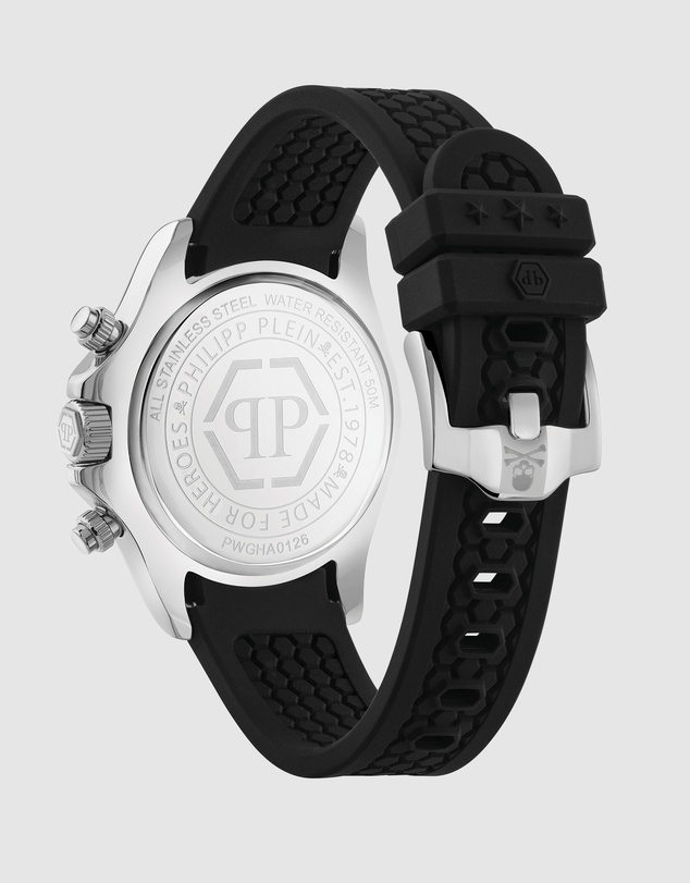 Philipp Plein - Philipp Plein Nobile Chrono 43mm Blue Dial Black Silicone Strap Watch