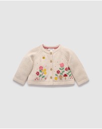 Purebaby - Embroidered Floral Cardigan -Kids-Babies