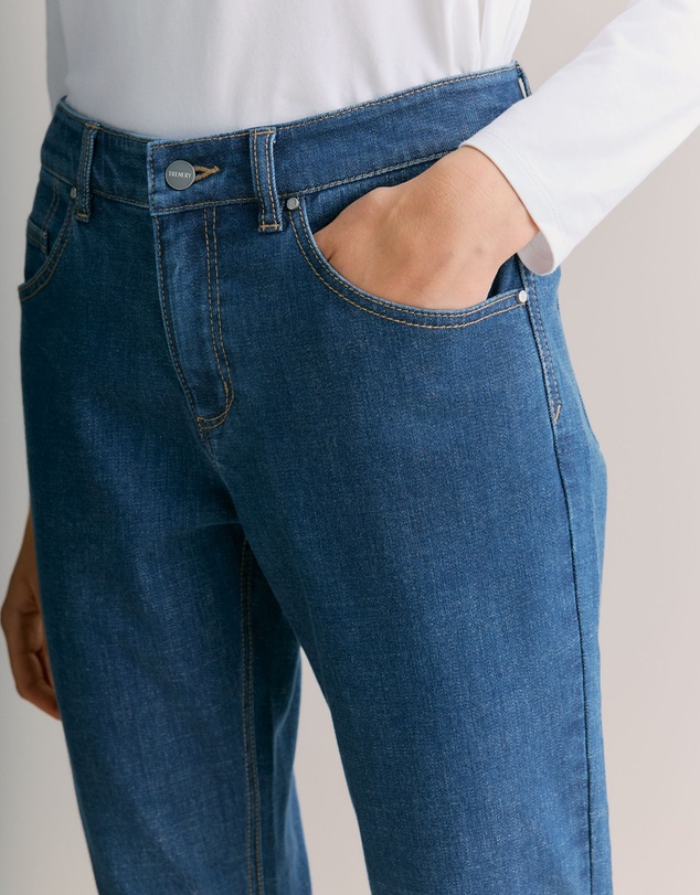 Trenery - Cotton Blend Boyfriend Jean in Mid Blue Denim