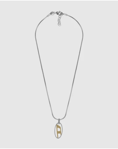 Diesel - Single Pendant Necklace Silver-Tone Pendant Necklace