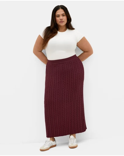 City Chic - Kenia Cable Knit Skirt