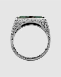 Haze & Glory - ICONIC EXCLUSIVE - Ring Signet Men Bold Bar African Turquoise 925 Sterling Silver