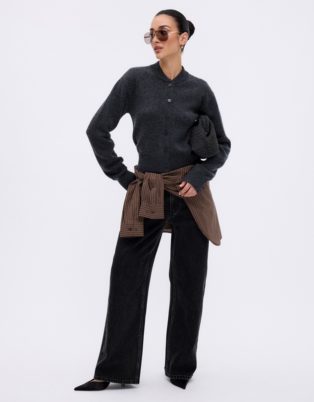 Minima Esenciales - Alma Wool Cashmere Blend Knit Bomber Cardigan