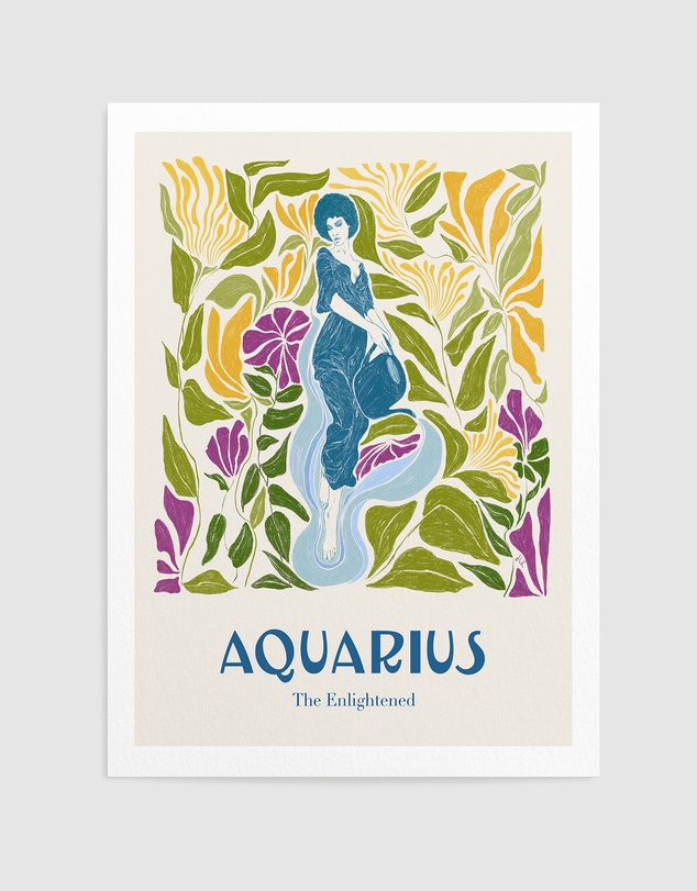 Olive et Oriel - Aquarius - Illustrated Star Sign Art Print