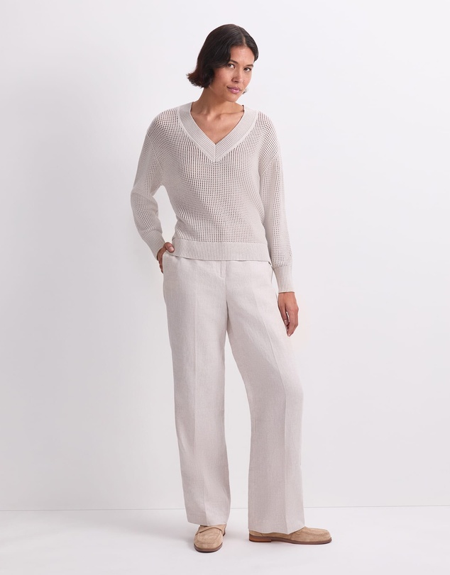 Sportscraft - Cotton Crochet V Neck Knit