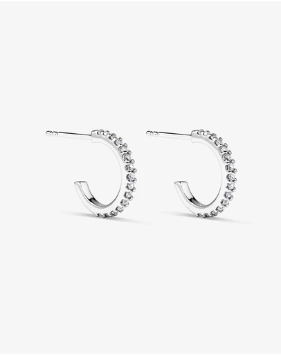 Michael Hill - Half Hoop Stud Earrings with Cubic Zirconia in Sterling Silver