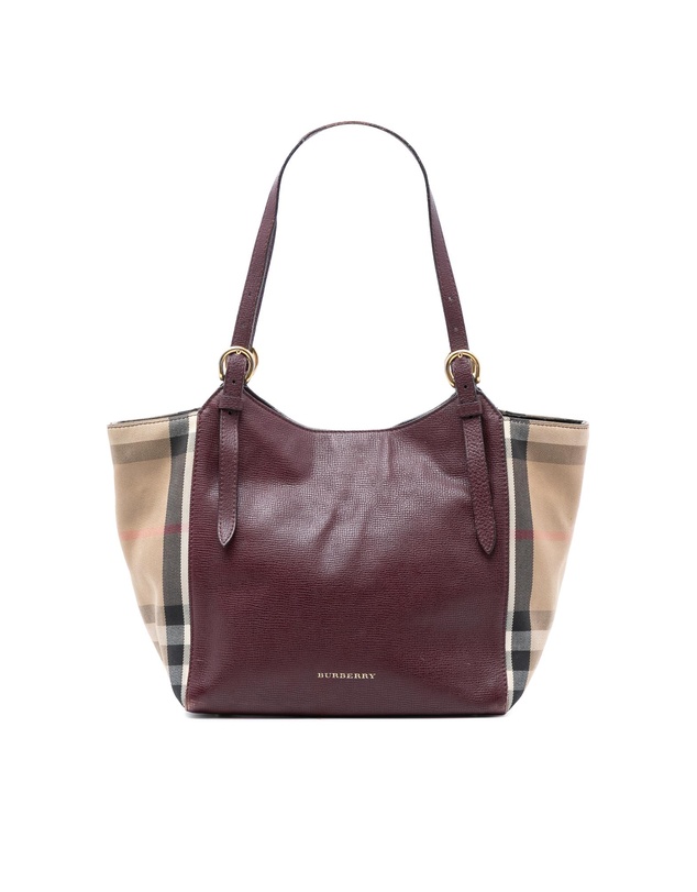 Pre-Loved by Azura Reborn - Pre-Loved Small Leather and House Check Canvas Canterbury Tote
