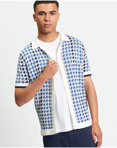 Ben Sherman - Houndstooth Button Through Polo