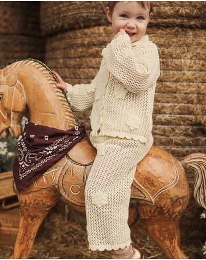 Kynd Baby - Crochet Flair Pant in Vanilla