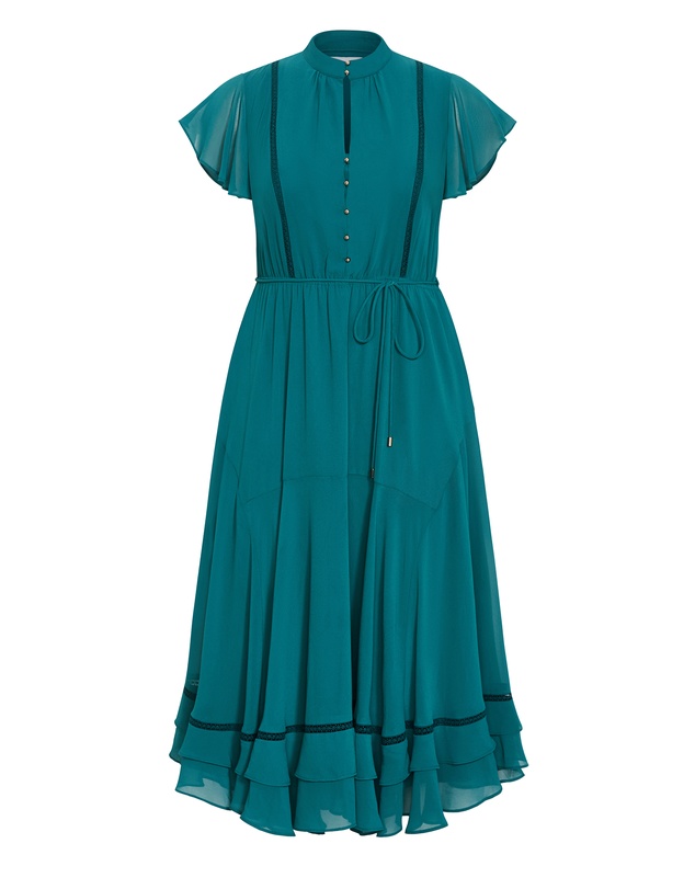 City Chic - Plus size Yasmine Short Sleeve Maxi Dress - emerald