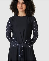 Modest Mermaid - Classic Dot tie front dress SPF50+