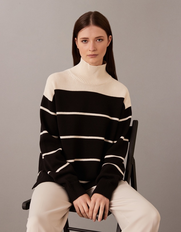 Calvin Klein - Cotton Blend Stripe Mock Jumper