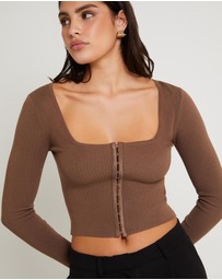 Alice In The Eve - Quinn Hook & Eye Long Sleeve Knit Top