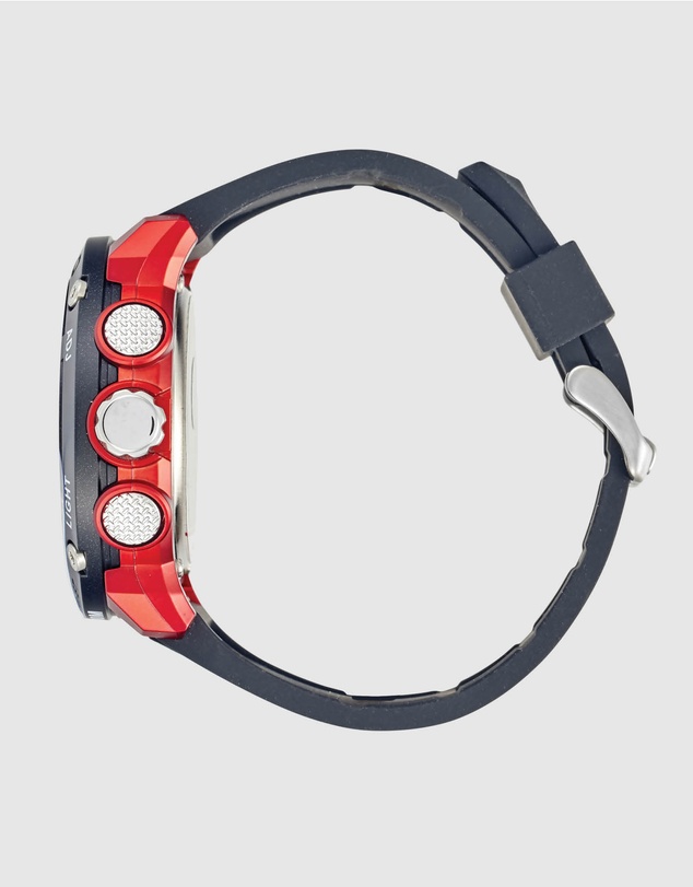 Maxum - CONQUEST Black and Red Analogue and Digital Watch