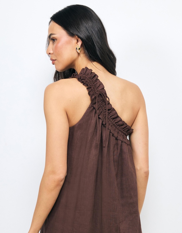 AERE - Suki One Shoulder Gathered Maxi Dress