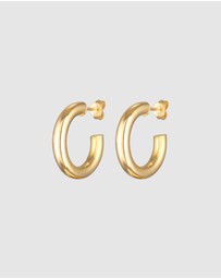 Elli Jewelry - Earrings Creoles Studs In 925 Sterling Silver Gold Plated