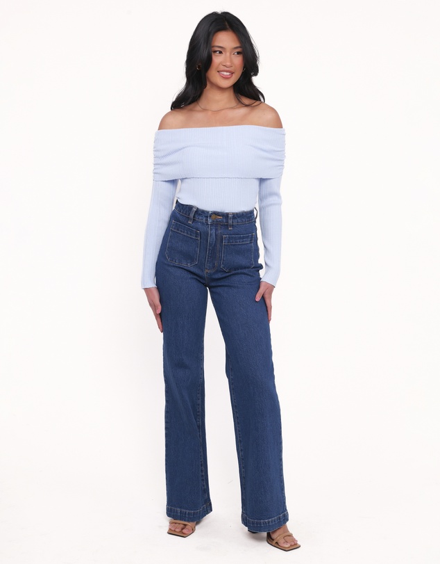 Petal & Pup - Junia Tie Back Knit Top - Pale Blue