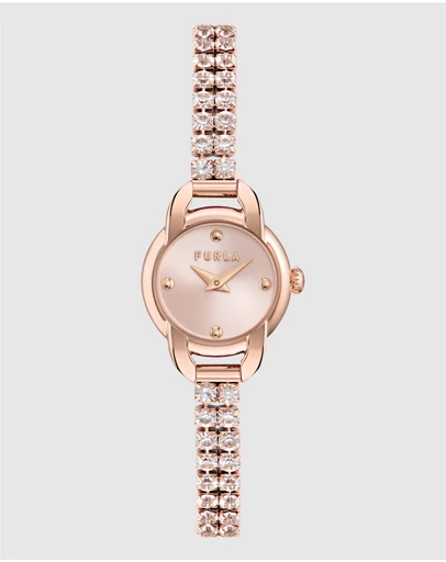 Furla - Mini Shape Rose Gold-Tone with Crystals Bracelet Watch