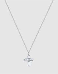 Elli Jewelry - Kids - Necklace Kids Cross Heart Crystals 925 Sterling Silver