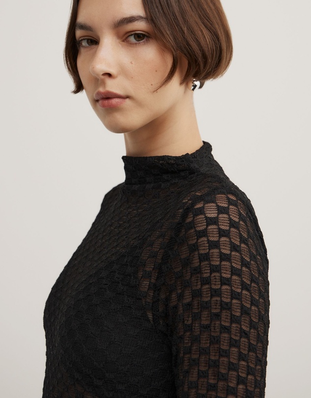 Witchery - Textured Mesh Long Sleeve Top