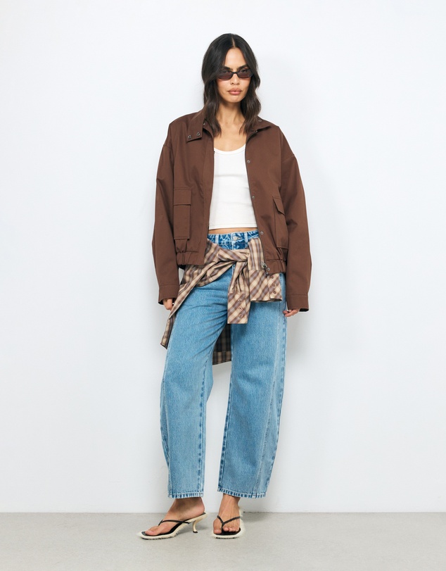 AERE - Mid Rise Barrel Leg Jeans