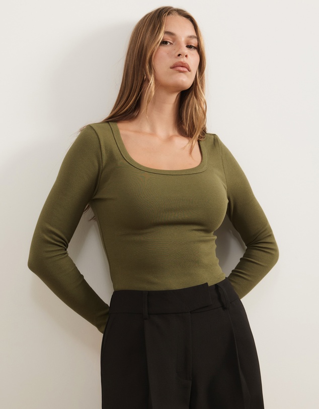 Atmos&Here - Organic Cotton Rib Scoop Neck Top