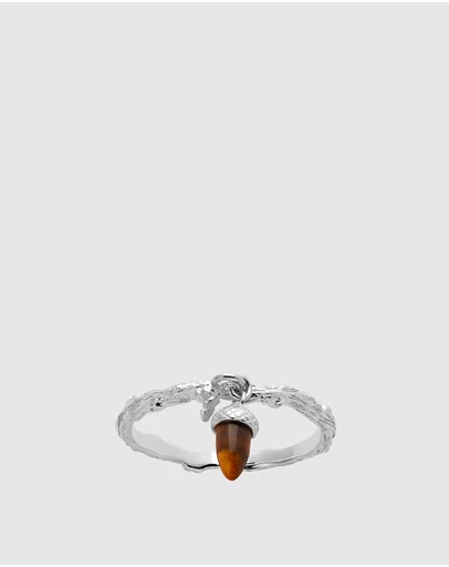 Karen Walker - Micro Acorn & Leaf Charm Ring