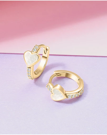 Mestige Kids - Amour Heart Hoops - 18K Gold Plated