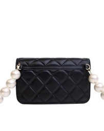 Pre-Loved by Azura Reborn - Pre-Loved Quilted Lambskin Maxi Pearls Clutch With Chain