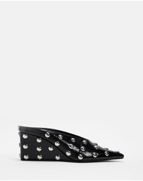 AERE - Studded Leather Wedge Pumps