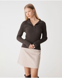 Forcast - Inez Mock Neck Henley Knit