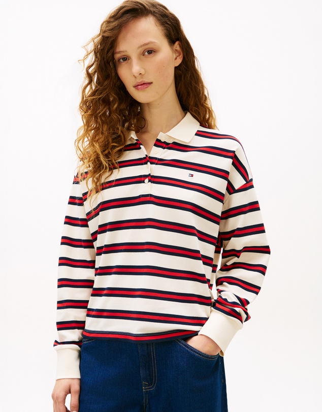 Tommy Hilfiger - 1985 Relaxed Fit Stripe LS Polo Shirt