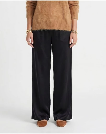 SILK MAGNOLIA - Silk Satin Elastic Pants