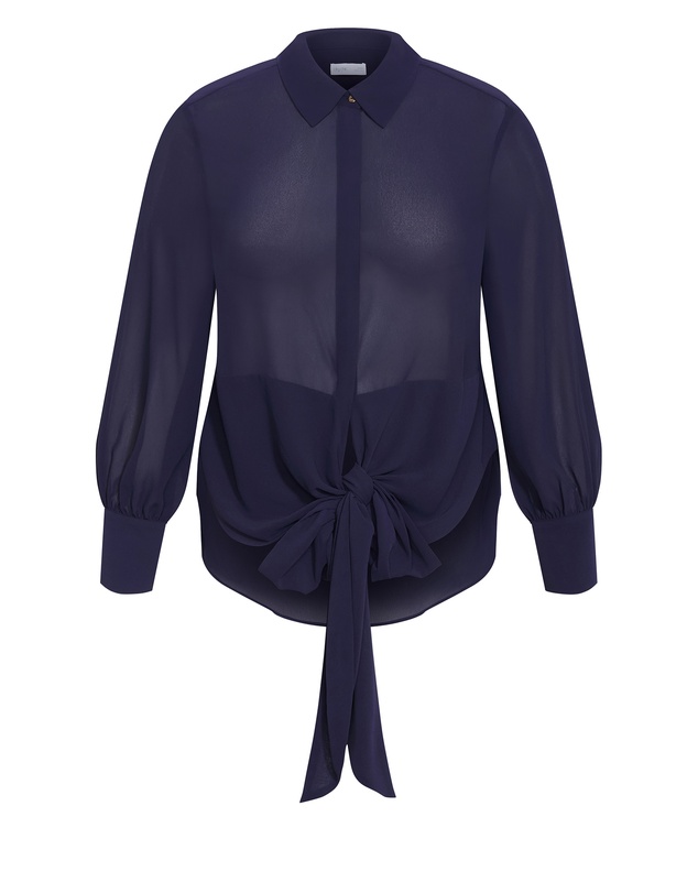 City Chic - Plus size Jane Tie Hem Shirt - navy