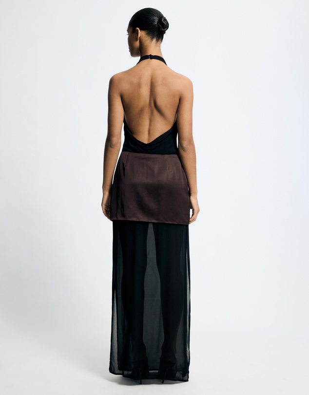 Lover - Jett Solid And Sheer Cowl Maxi Dress