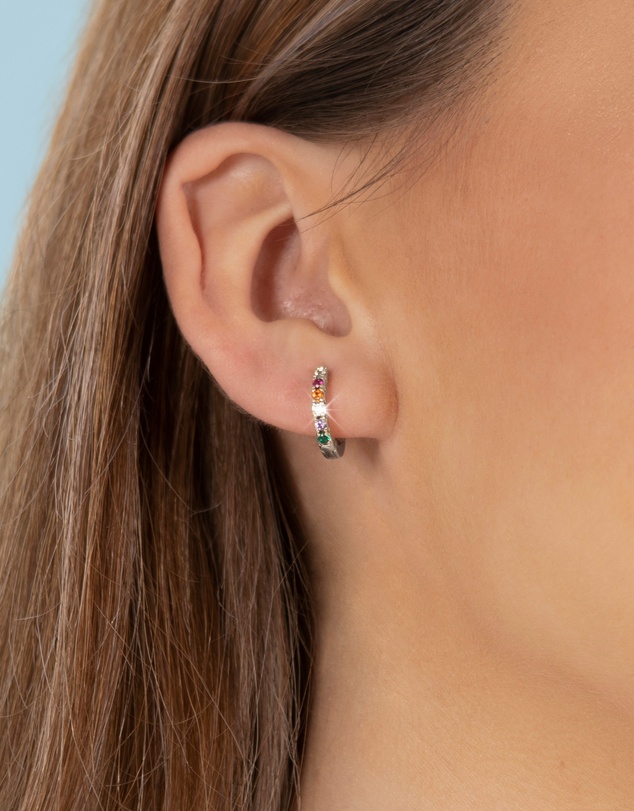 Mestige Kids - Vibrant Mini Hoops - Silver Plated