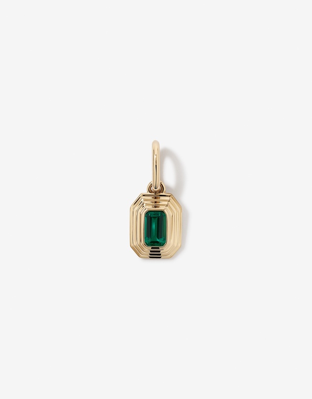 Michael Hill - Bold Emerald Cut Created Emerald Pendant in 10kt Yellow Gold