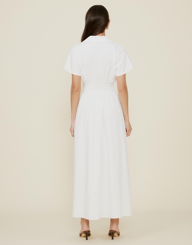 The Fated - Shirred Drop Waist Collared Dress