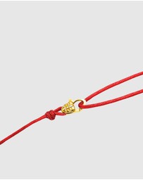 Nialaya Jewellery - Red Wrap-Around String Bracelet with Sterling Silver Gold Plated Lock